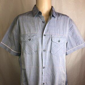 Coevals Club Men's Blue Pink Plaid Button Up Large Short Sleeve Casual Shirt L